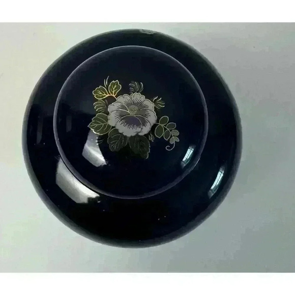 Vintage Royal Blue Porcelain Ginger Jar With Oriental Pheasant Scene EUC - Picture 8 of 12